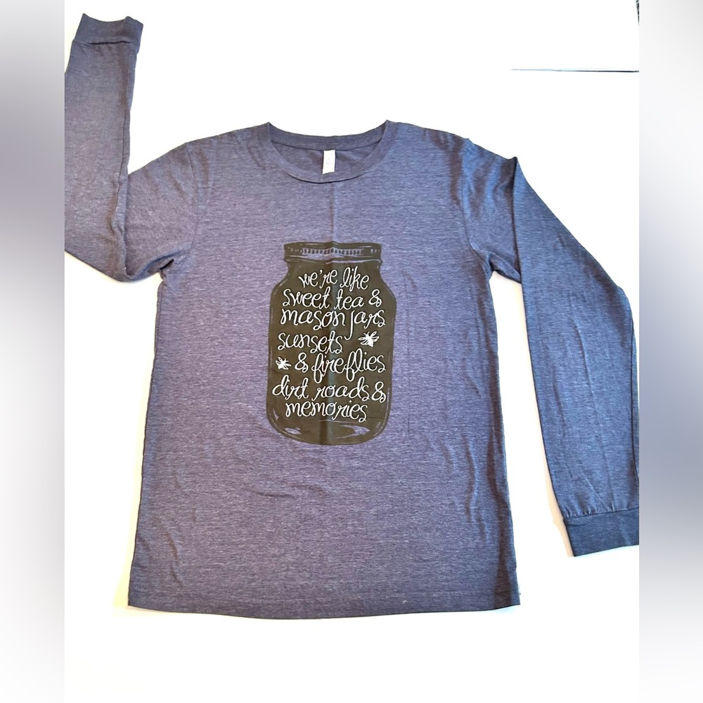 Navy Blue Sweet Tea, Dirt Roads Bella Canvas Long Sleeve Tee Shirt